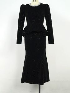 ZYHT เดรสผู้หญิง เดรสสีดำ เดรสหางปลา เดรสเลื่อม เดรสทำงาน เดรสไฮโซ เดรสวินเทจ เดรสออกงาน เดรสปาร์ตี้ ชุดราตรี 21631