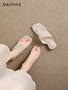 Daphne | Dép Mở Ngón Chân Thoáng Khí với Dây Đan và Gót Vuông Pháp