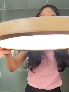 Ceiling Light LED Tri Color Wood Grain Fixture Flush Mount Lamp Modern Squre Chandelier for Hallway Living Room Bedrooms