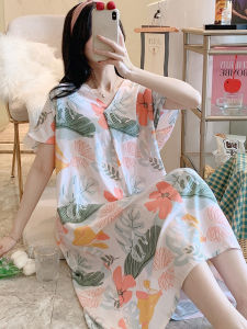 KASIHAN | V-Neck Fresh Thin Cotton Silk Sleep Dress for Plus Size Home and Out