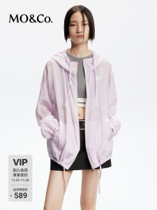 เสื้อแจ็คเก็ตมีฮู้ดแบบมีเชือกผูก MOCO ทรงหลวมสบาย ๆ สำหรับฤดูใบไม้ผลิและฤดูใบไม้ร่วง สไตล์สปอร์ต เสื้อคลุมกันหนาวแบบมีซิปสำหรับผู้หญิง