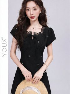 YOUXIANG | Đầm A-Line Ôm Phong Cách Retro Pháp In Hoa