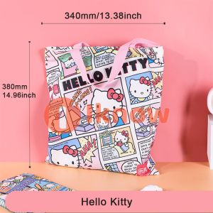 (1pcs) 100% Authentic Sanrio Hello Kitty Shoulder Crossbody Bag Kuromi Cotton Cinnamoroll Canvas Bag Female Students Cute Cartoon Handheld Large Capacity Pochacco MXFB02