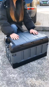 Heavy Duty Foldable Car Trunk Storage Box Large Capacity Portable Organizer with Seat for SUV Sedan