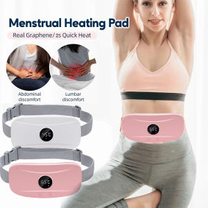 Cordless Warm Palace Belt Uterine Warm Belt Electric Waist Belt Menstrual Heating Pad Rechargeable Period Pain Relief Machine with LED Display or Back Belly Stomach Gift for Girl Women