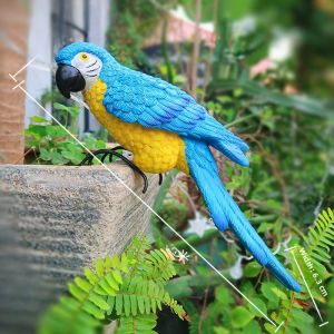 Resin Parrot Decorative Ornaments Outdoor Courtyard Garden Flower Pot Scenery Magpie Bluebird Simulation Potted Plants Decorations