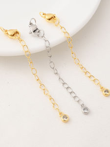 สร้อยข้อมือ/สร้อยคอไข่มุก DIY ทำมือ โซ่ต่อทองแดงชุบทอง 18K หัวเข็มขัดมังกร โซ่ต่อปรับความยาวได้ โซ่ต่อสร้อยคอ