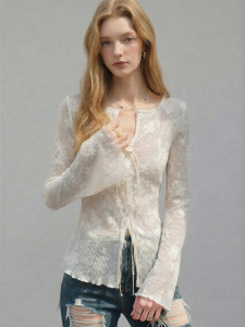 Lace Embroidery Long Sleeve T-Shirt