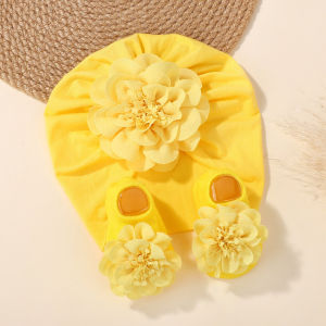 3Pcs/Set Newborn Baby Hairband Socks Set Infant Turban Hat Soft Cotton Elastic Toddler Girls Boys Cap Anti Slip Socks