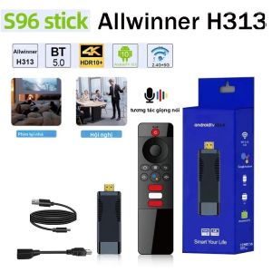 S96 ATV Smart TV Stick Android 10.0 2GB/16GB AllWinner H313 Quad Core 4G/5G Dual WiFi BT5.0 Điều Khiển Từ Xa Bằng Giọng Nói Tương Thích HDMI
