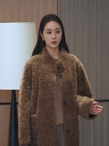 Roey s house | Vintage Wool Coat with Fur Collar for Women Winter Warmth