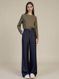 Tiiwgjiy | กางเกงขาตรงเอวสูงสไตล์เดนิมขาบาน