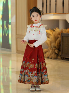 Autumnal Traditional Chinese Style Childrens Hanfu Set Girls Ming Dynasty Costumes Ethnic Girls Clothing Spring Autumn Wear