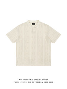 WUKONGYOUHUO | Textured Knit Short Sleeve Polo Shirt Mens Casual and Breathable
