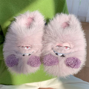 Warm Anti-Slip Cotton Slippers Cover Head Monster Design Cute Cartoon Student Home Use Female Winter Booties Comfortable Slip-On