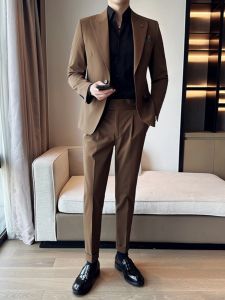 ชุดสูทสีสันสดใส ทรงเข้ารูป ทรงหลวม ทรงลำลอง สำหรับเยาวชน ชุดสูทธุรกิจสุดเท่ สไตล์เกาหลี ชุดสูทสุดเท่