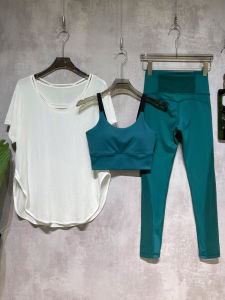 ชุดโยคะสั้นแห้งเร็วสำหรับผู้หญิง ชุดออกกำลังกายสำหรับฤดูใบไม้ผลิและฤดูร้อน ชุดวิ่งกลางแจ้ง ชุดโยคะสุดเท่ ชุดกีฬาสุดไฮเอนด์