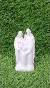 Tượng Thánh Gia Thất 13cm màu nâu kem và trắng đá trang trí xe hơi để bàn quà tặng công giáo