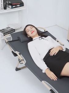 Folding Bed Single Heavy Duty Portable Bed Portable Folding Chair Heavy Duty With Foam Suitable For Office Home Outdoor Camping Beach Thickened 300kg Weighing Folding Bed