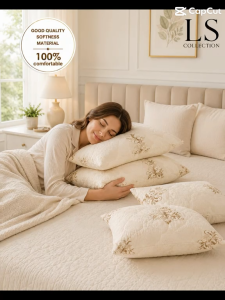 Eco Comfy 100% Cotton Pillow Set - Softness Anti-Bacterial Anti-Dust Mites Washable - Bedroom Decor