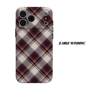 Purple Diagonal Plaid Phone Case for iPhone 18 17 16 15 14 13 12 11 Air Pro Max Plus Double-layer Cover