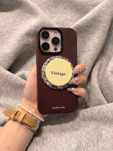 Magnetic Absorption Stand iPhone Case Chic Korean Style Womens Full Cover Matte Finish Pure Color Hard Shell for Apple 16Promax iPhone13 New Model 15Promax