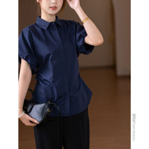 Fashion Styled Tailored Flower-Bud Sleeve Shirt With Waist Ruching