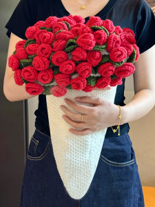 Handmade DIY Rose Flower Blanket Scarf Woven Woolen Throw For Women Birthday Gift Practical Air Conditioner Cover