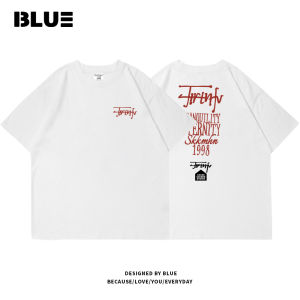 Retro American Cotton Short Sleeve T-Shirt Mens Loose Fit round Neck Printed Summer Top Breathable Comfortable Youth Fashion