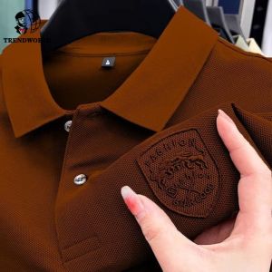 Mens Polo Shirt Summer Loose and Simple Half Sleeved Top 2024 New Casual Lapel Short Sleeve