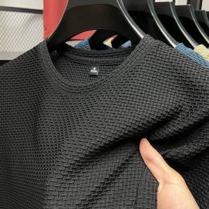 Ice Silk Short Sleeve T-Shirt Mens Summer Thin Mesh Half Sleeve Youth Casual round Neck Top Quality Lightweight Clothing