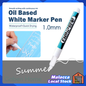 1.0mm White Oily Marking Pen Waterproof Colourfast Graffiti Pens for Wood Plastic Glass Blackboard Drawing Supplies White Marker Pens