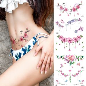 5Sheets Waterproof Bright Colorful Tattoo Stickers for GirlsTemporary Fake Wasit Underboob Breast Body Tattoos for Women Men