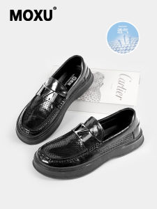 Mens Summer New Style Breathable Hollow out Genuine Cowhide Soft Bottom Slip-On Casual Loafers Shoes Comfortable Business Footwear