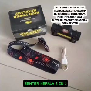 V97 SENTER KEPALA HEADLAMP MINI 2IN1 MULTI CAS CASAN FUNGSI HIGH POWER MINI CAHAYA PUTIH WHITE RECHA