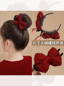 Womens Butterfly Knot Hair Clip Fresh out New Style Autumn Winter Hair Accessories Bun Maker Back of Head Hair Decoration