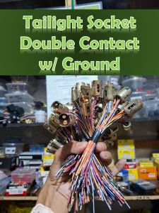 Motorcycle Tail Light Socket Double Contact w/ Ground | Brake & Tail Light Bulb Holder | Wiring Connector | Durable Replacement Part