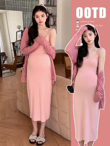 Bộ Váy Hai Mảnh Thời Trang Cho Bà Bầu Thu Đông 2025 Mới Về Phong Cách Hàn Quốc Dáng Chữ a Cổ Vuông Màu Trơn Dài Thường
