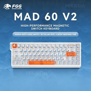 Madlions MAD60 MAD68 V2 Magnetic Axis Keyboard Wired Custom Dual Light Position Rapid Trigger 0.001mm 0.125ms 8K 61/68 Keys RGB