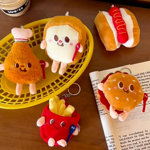 Cute French Fries Hamburger Toast Doll Bag Pendant Key Chain Ugly and Cute Pendant Ornaments