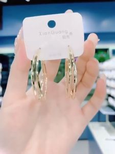 ANTING TITANIUM KOREA PEREMPUAN DEWASA AKSEN KOTAK 2 LAPIS AKSESORIS HIASAN TELINGA IMPORT ANT80