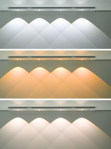 LED Motion Sensor Light Wireless Ultra Thin Night Light 3 Colors Magnetic Rechargeable Cabinet Light Cat Eye Light Strip Night Light For Kitchen Cabinet Bedroom Wardrobe Indoor Lighting