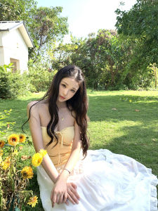 New French Yellow Short Padded Vest Sleeveless Bustier