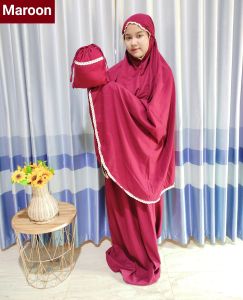 Mukena Travel Dewasa Potongan Setelan Katun Polino Pakai Rok Cantik Indah Bonus Tas