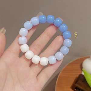 White Jade Lotus Seed Beaded Bracelet Girls Style Wristwear Playful Finger Soft Design Fashion Jewelry Accessory