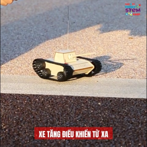 [STEM ĐKTX] Mô hình Xe Tăng Điều Khiển Từ Xa. Đồ chơi gỗ stem khoa học công nghệ sáng tạo mô hình sản phẩm stem sanpi