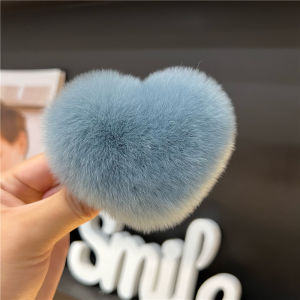 [Heart Hairpin] Cute Real Rex Rabbit Hair Small Peach Heart Hairpin Headdress Pompons Side Clip Hair Accessories BB Clip