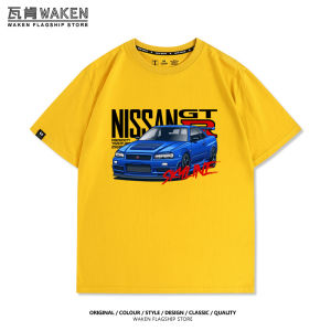 Gtr34 Skyline JDM Restoration Culture Nissan Summer Short Sleeve T-shirt Pure Cotton Mens Top Clothing Loose Casual