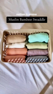 Nathan & Emma Baby Muslin Bamboo Swaddle / Cloth / Blanket (1 PC) | Bamboo Cotton | Age Grade: 0 months+ | Baby Essentials | Newborn Essentials