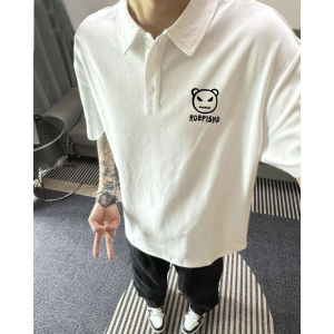 Pure Cotton Heavyweight Short Sleeve Polo Shirt Men Summer New American INS Casual Loose Fit Collared T-Shirt Breathable Youth Fashion